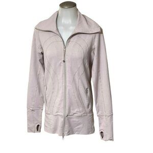 Lululemon Womens Full-Zip Jacket Size 6 Light  Grayish beige color. With Thumbho